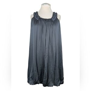 Guess by Marciano Elegant Y2K Black Silk Mini Dress w/Braided Detail Balloon Hem